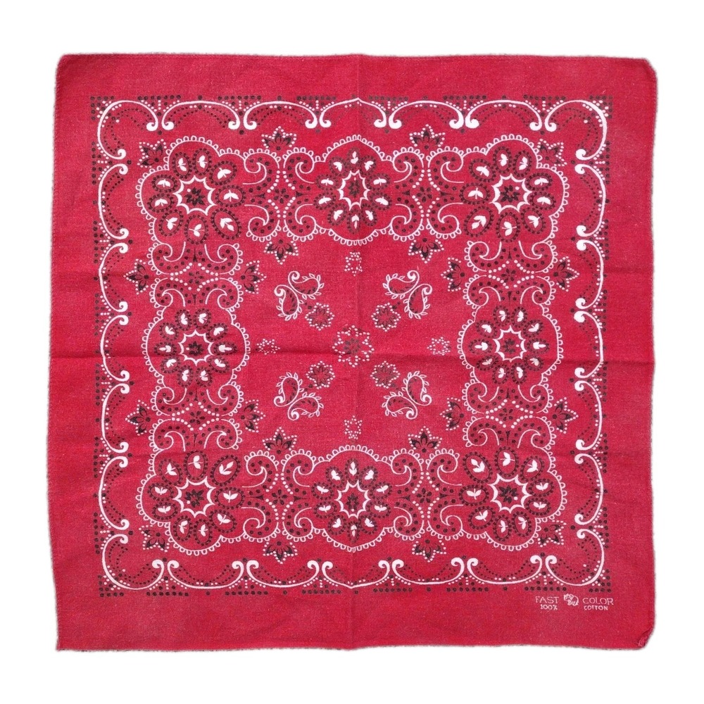 Vtg 50s 60s Elephant Trunk Up Bandana Indigo Red Selvedge Cotton Workwear #1840
